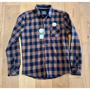 Nomad Craft + Flow Men's Medium Thermal Lined Flannel Shirt Brown Plaid NWT